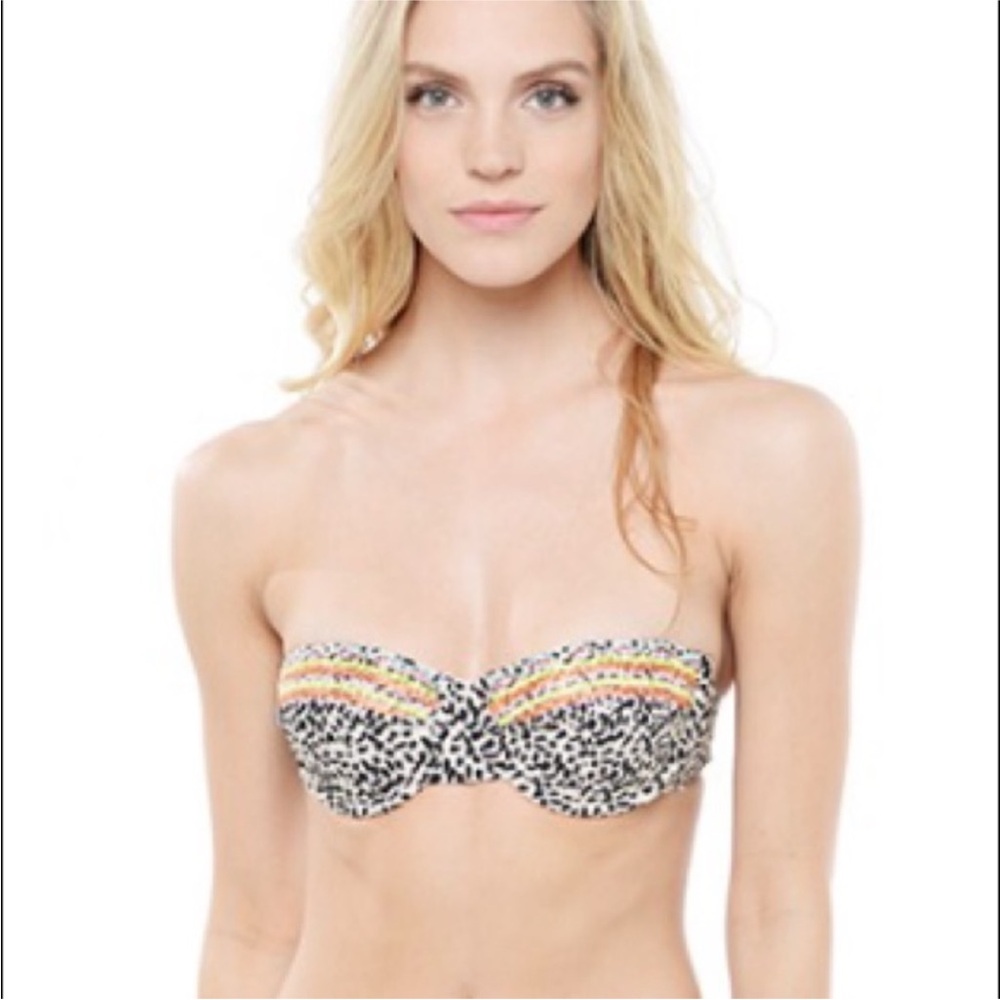 Ella Moss Strapless Bandeau Bikini Top Animal Print Size Medium NWT